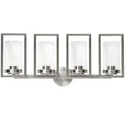 Sunset Lighting Prestige Four Light Wall Sconce Bright Satin Nickel, Glass, 4 Bulbs