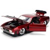 1973 Ford Mustang Mach 1 Red Metallic with Matt Black Hood and Black "Bigtime Muscle" Series 1/24 Diecast Model Car by Jada - 2 of 4