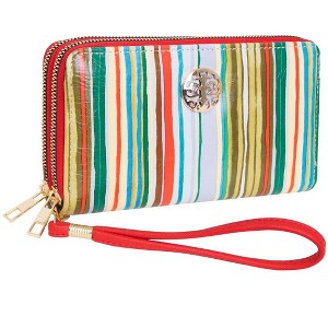 Rebecca & Rifka Multi Stripe Print Medallion Double Zip Wristlet Wallet - 1 of 1