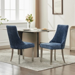 FONTOI Dining Chairs Set of 2 with Wide Seat, Comfy Upholstered Accent Chair with Curved Legs for Dining Room, Blue, 19.7"*37.6"*25.2" - 1 of 4