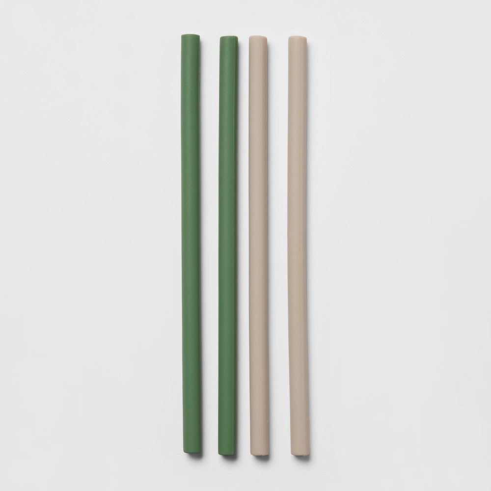 4pk Silicone Reusable Straws Sandstorm/Crisp Green - Room Essentials