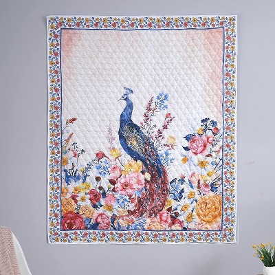 Huntington Peacock Garden 50" x 60" Quilted Throw Blanket