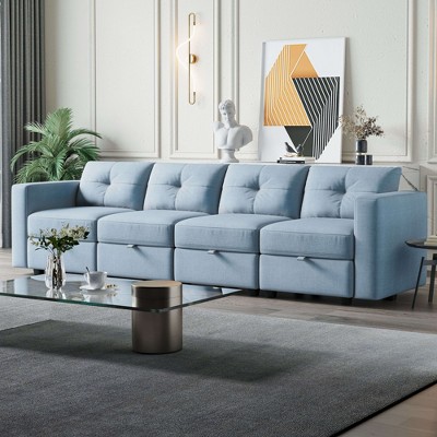 ATJafurn Upholstered Sectional Sofa With Storage, Sleeper Couches Square Arm Sofa For Living Room, Apartments and Small Space
