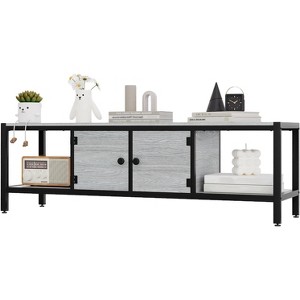 Jojoka 65 Inch Farmhouse & Mid-Century Modern TV Stand for TVs up to 75 Inches with Adjustable Legs and Ample Storage - 1 of 4