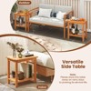 Tangkula Outdoor Acacia Wood Side Table 2-Tier Patio End Table w/ Slatted Tabletop - 4 of 4