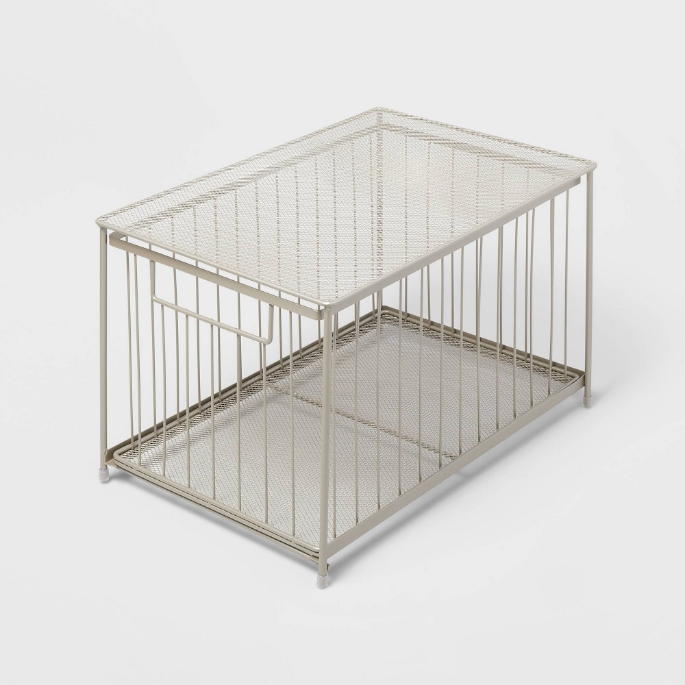 Large Stackable Steel Slide Out Drawer Brushed Nickel - Brightroom™: Rust-Resistant, No Assembly Required