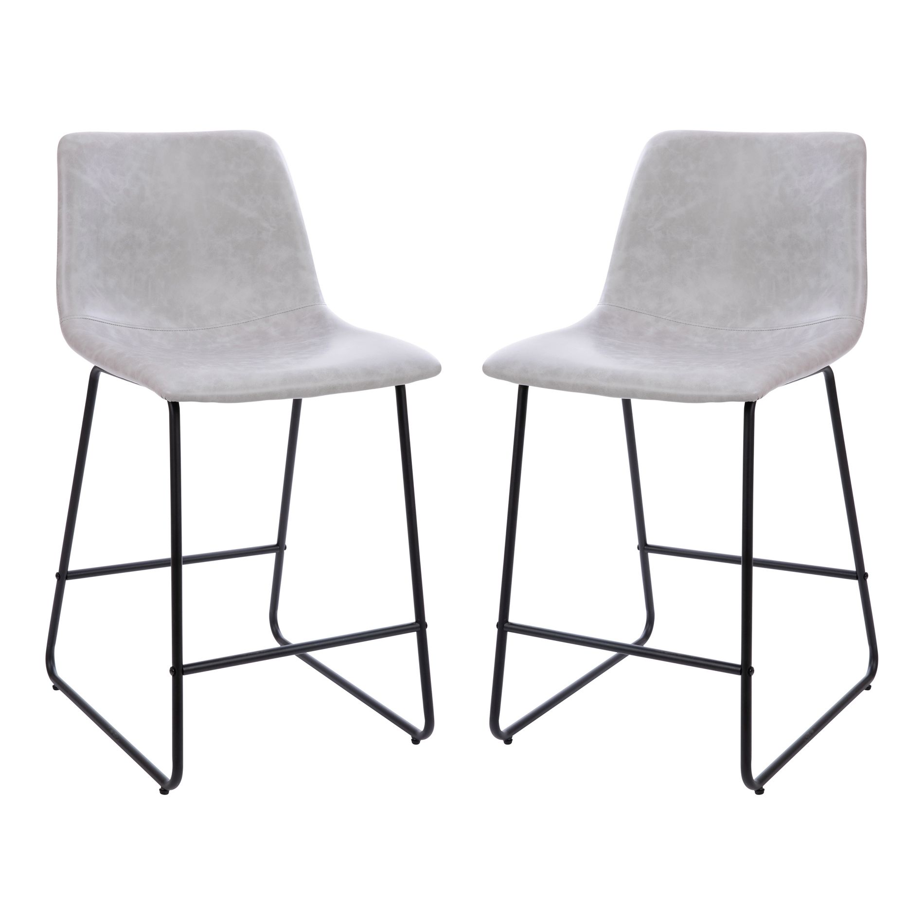 Emma and Oliver Set of 2 Kitchen Counter Height Stool - 24 Inch LeatherSoft Barstool