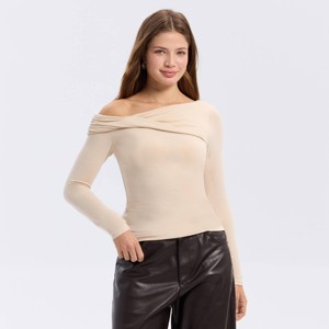 Women's Long Sleeve Asymmetrical Knit Top - A New Day™ - 1 of 4