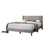 Royal Hampton Queen Size Bed, Geometric Stitched Light Brown Burlap Upholstery - 2 of 4