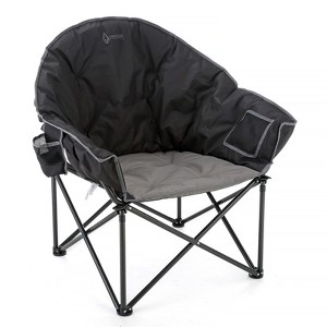 Arrowhead Outdoor Oversized Heavy-Duty Club Folding Camping Chair w/External Pocket, Cup Holder, Portable, Padded, Moon, Round, Bag (Charcoal Black) - 1 of 4