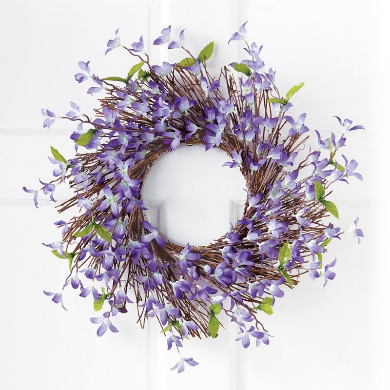 Collections Etc Spring Floral Forsythia Twig Wreath, 3 of 5