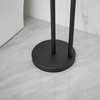 Matte Black Freestanding Stainless Steel Toilet Paper Holder with Storage Shelf