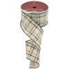 Northlight Green and Beige Plaid Wired Craft Christmas Ribbon 2.5" x 10 Yards - 3 of 4