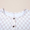 Amaryllis Women’s Checkerboard Print Wide Leg Jumpsuit Short Sleeve Button Front Casual One-Piece Relaxed Fit - 3 of 4