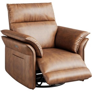 Recliner Chair, Swivel Rocker Chair with USB Charge Ports,Upholstered Chenille Fabric Glider Recliner Nursery Chair with Double-Layer Armrests - 1 of 4