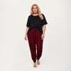Anna-Kaci Lounge Women's 2-Piece Set Short Sleeve Knit Top and Plaid Jogger Pajama Pants with Soft Stretch Fabric and Tapered Fit - 3 of 4