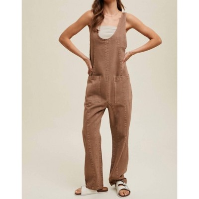 Women's Cotton Open Back Denim Overalls - WISHLIST