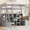 NicBex Twin Size Loft Bed with Storage Shelves,Drawers,Seat and Desk for Kids Teens Adults,Gray/White - 4 of 4