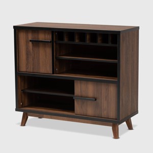 Margo Two-Tone Finished Wood Wine Storage Cabinet Walnut/Black - Baxton Studio - 1 of 4