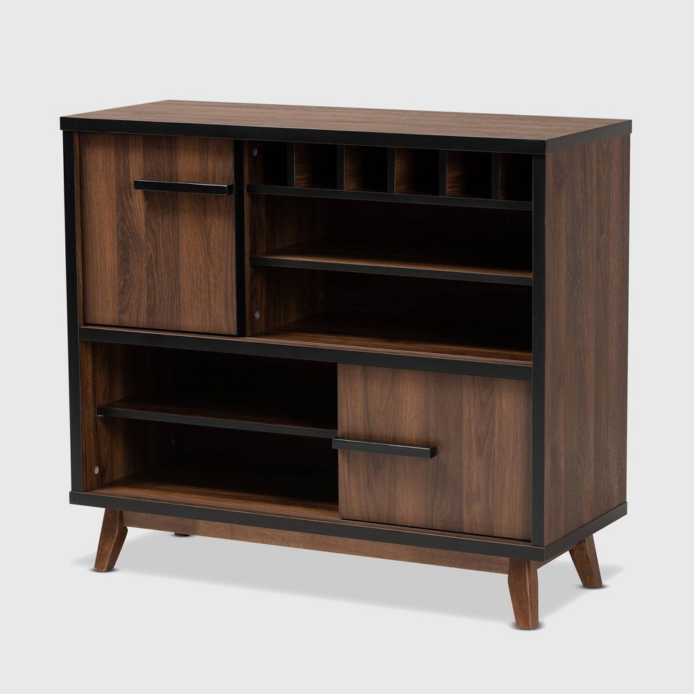 Photos - Display Cabinet / Bookcase Margo Two-Tone Finished Wood Wine Storage Cabinet Walnut/Black - Baxton St