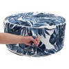 Saro Lifestyle Blue Tropic Outdoor Ottoman, 21"x9" Round, Navy Blue - 2 of 4