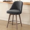 Bekrvio 26" Counter Height Swivel Bar Stools Set of 1/2/3/4–Mid-Century Barstools with Backs, Linen Upholstered & Wood Legs, for Kitchen Island - 2 of 4