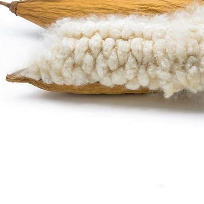 Set of 2 Yellow Organic Kapok Bed Pillows with Cotton Shell