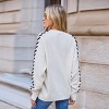 Women's Cozy Cream Knit Sweater with Black Dash Sleeve Detail - Cupshe - 4 of 4