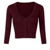 Women's Casual Open Front Knit Cropped Bolero Shrug 3/4 Sleeve Cardigan Sweater - 3 of 4