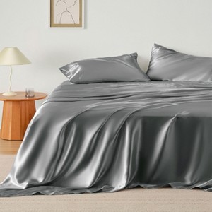 Satin Sheets Queen Size - Similar to Silk Sheets, Silky Bedsheet, Luxury & Ultra Soft, Non-Fading & Wrinkle Free, Good for Hair & Skin, Gifts for Wome - 1 of 4