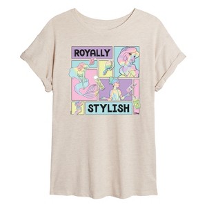 Women's - Disney - Royally Stylish Grid Oversized Graphic T-Shirt - 1 of 4