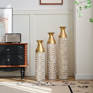 GDFStudio Bradley 3 Piece Glazed Metal Floor Bottle Vase - 1 of 4