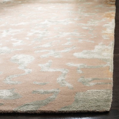 Hand-Tufted Taupe and Light Blue Wool Runner Rug, 2'6" x 10'