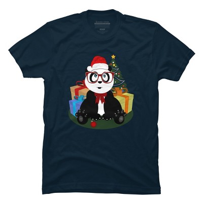 Men's Design By Humans Christmas - Panda Nerd By Adamzworld T-Shirt