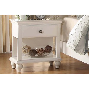 Modern Bedroom Nightstand White Color Wooden 1 Drawers And Shelf Bed Side Table Plywood - 1 of 4