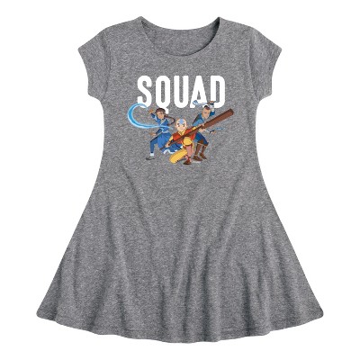 Girls' - Avatar: The Last Airbender - Trio Squad Fit & Flair Cap Sleeve Graphic Dress