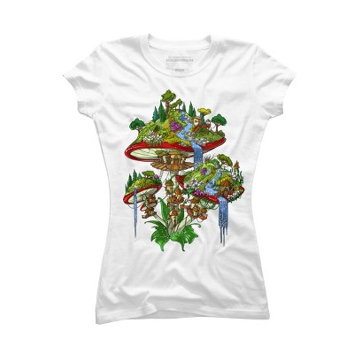 Junior's Design By Humans Magic Mushrooms Island By underheaven T-Shirt