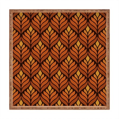 13" Wood Alisa Galitsyna Retro Flower Small Square Tray Brown - society6