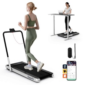 Superfit 3-in-1 Folding Treadmill with Smart Apps Remote Control LED Display and Speakers Blue/Silver - 1 of 4