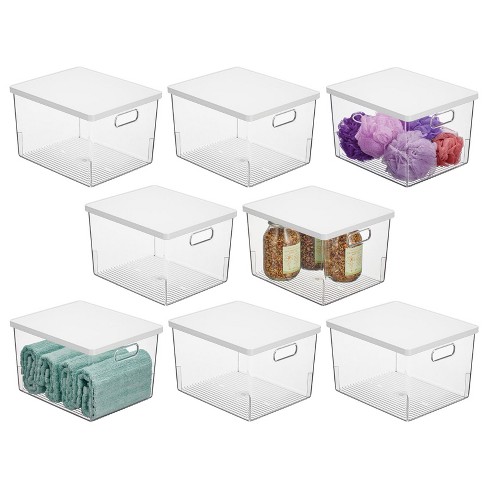 Mdesign Tall Plastic Bathroom Organizer Bin With Built-in Handles, 4 Pack,  Clear : Target