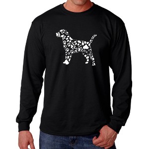 LA Pop Art Men's Word Art Long Sleeve T-shirt - Dog Paw Prints - 1 of 4