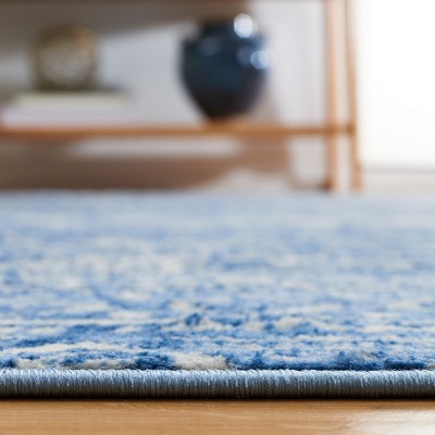 Ivory and Blue Hand-knotted Square Synthetic Area Rug