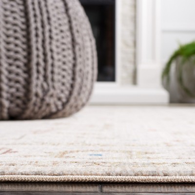 Ivory and Sage Round Flat Woven Synthetic Rug