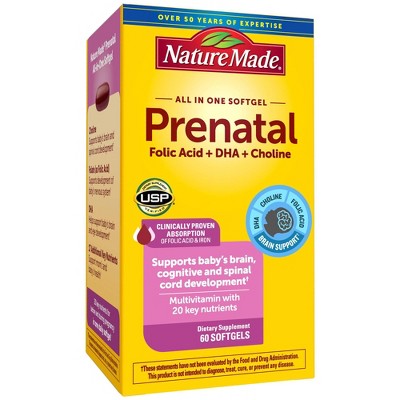 Nature Made All-in-One Prenatal Softgels with Choline - 60ct