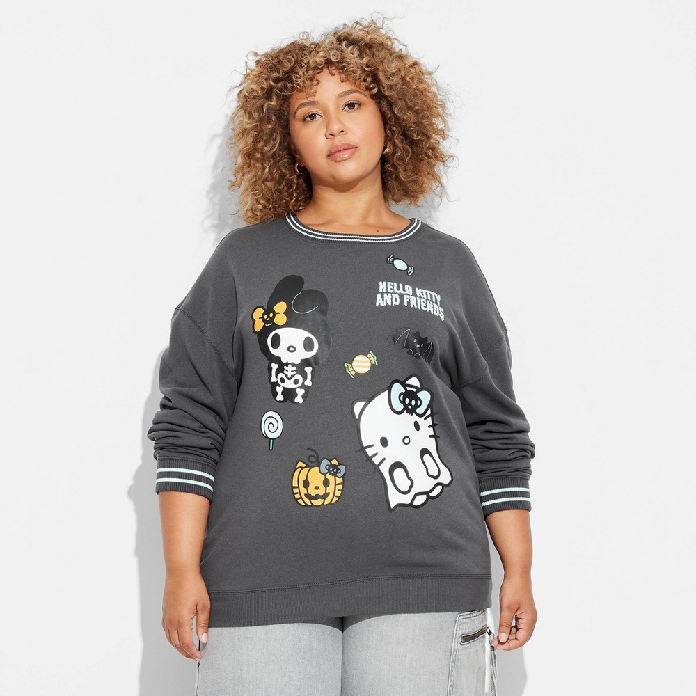 women's hello kitty halloween graphic sweatshirt - black 2x