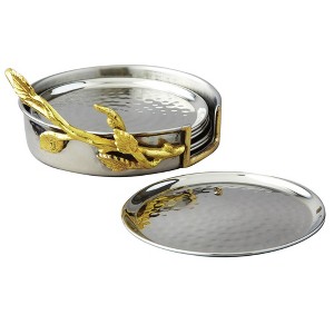 Jiallo  Hammered 7 Pcs Coaster Set, 4" Diameter - 1 of 3