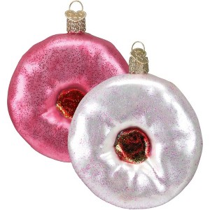 Old World Christmas Blown Glass Ornament for Christmas Tree, Frosted Donuts, Assorted (Pack of 2) - 1 of 4