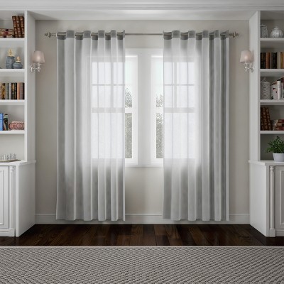 Gray Adjustable Curtain Rod with Decorative Finials