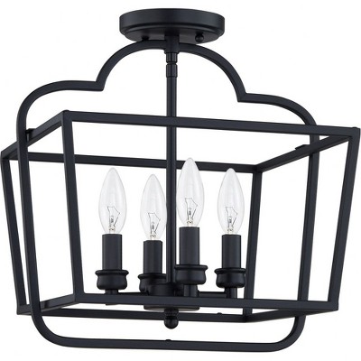 Blanche Matte Black 4-Light Transitional Semi-Flush Mount