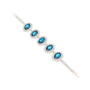 SOHI Women's Azure Blue Oval Statement Bracelet - 1 of 4